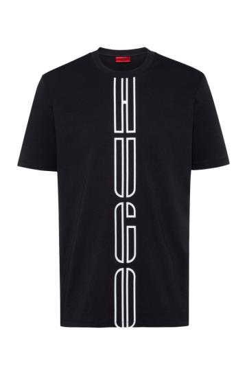 Koszulki HUGO Logo Print Czarne Męskie (Pl54140)